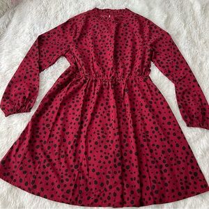 SHEIN Red Bishop Sleeve A-Line Dress